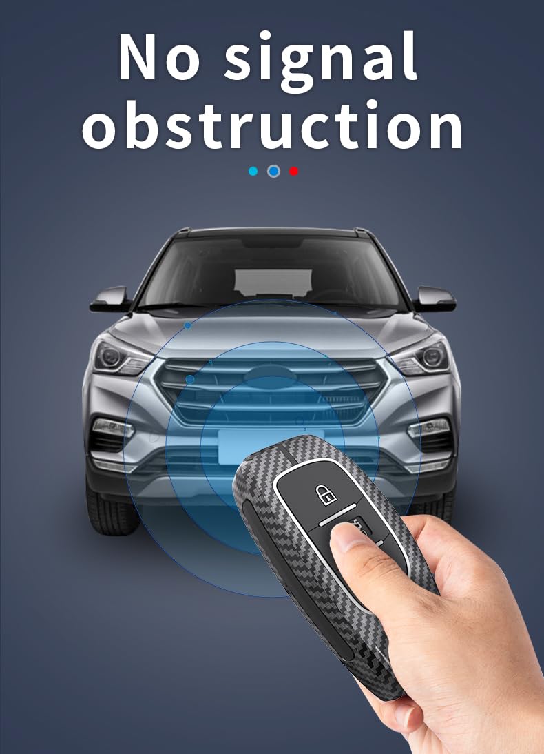Hyundai Creta 2020-2023 | Venue,Al Cazar Luxury Premium Carbon Fiber Black Soft Silicon Car Key Cover Key Case With Key Chain 4 buttons