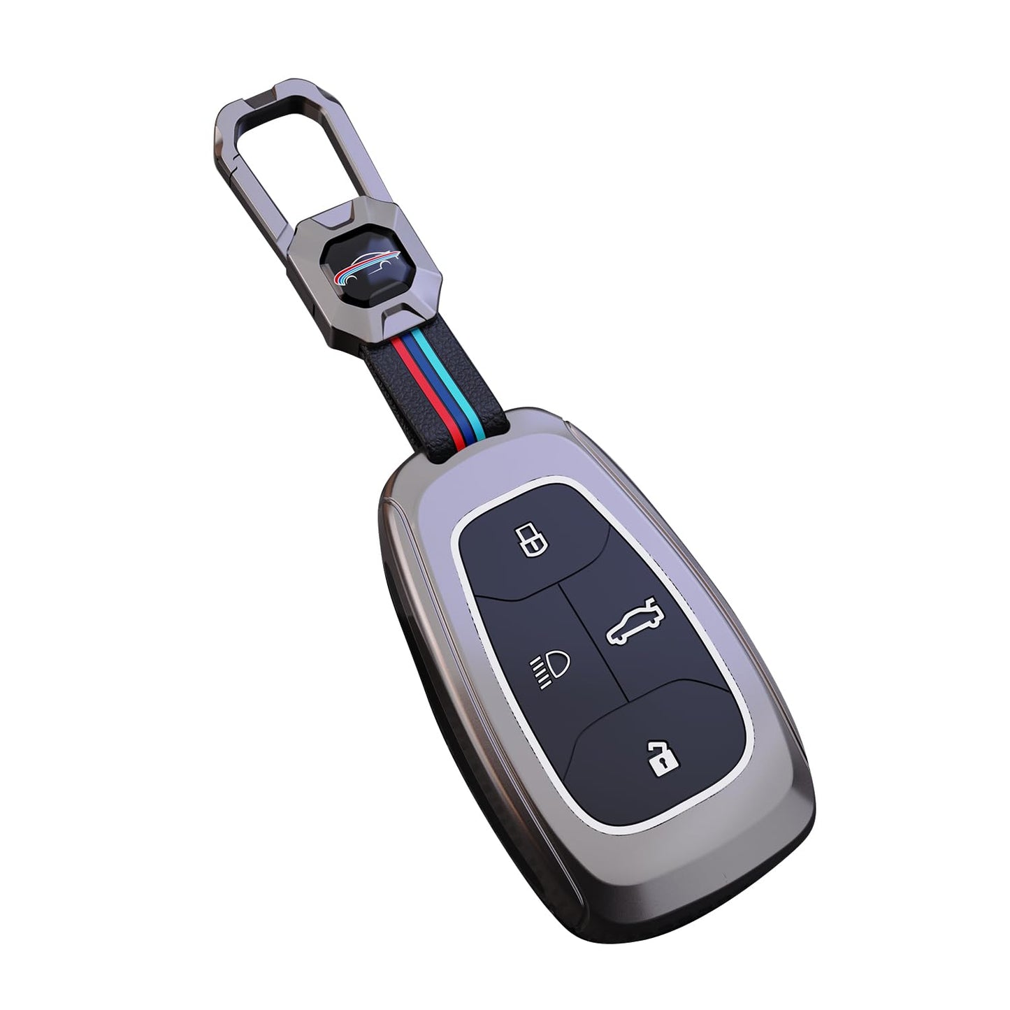 Tata Punch | Nexon | Harrier | Safari | Altroz | Tigor Luxury Premium Metal Smart Car Key Cover Key Case With Key Chain (4 Button)
