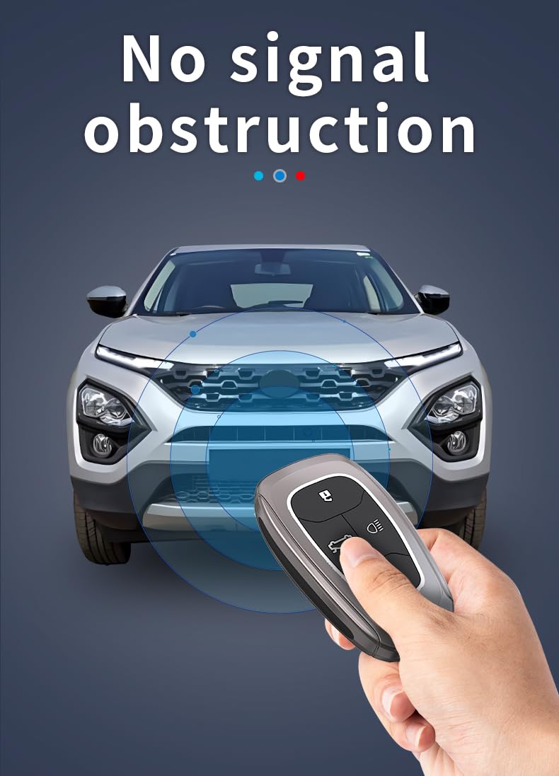 Tata Punch | Nexon | Harrier | Safari | Altroz | Tigor Luxury Premium Metal Smart Car Key Cover Key Case With Key Chain (4 Button)