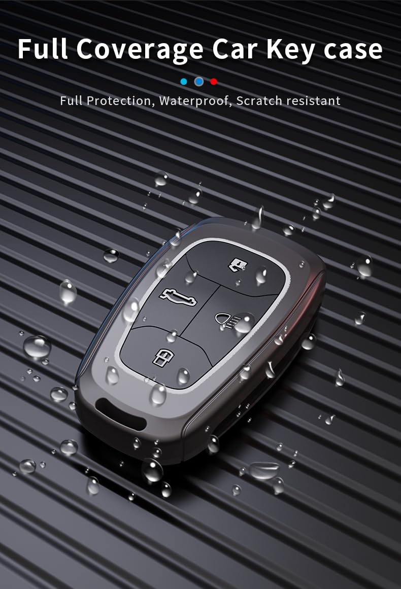 Tata Punch | Nexon | Harrier | Safari | Altroz | Tigor Luxury Premium Metal Smart Car Key Cover Key Case With Key Chain (4 Button)