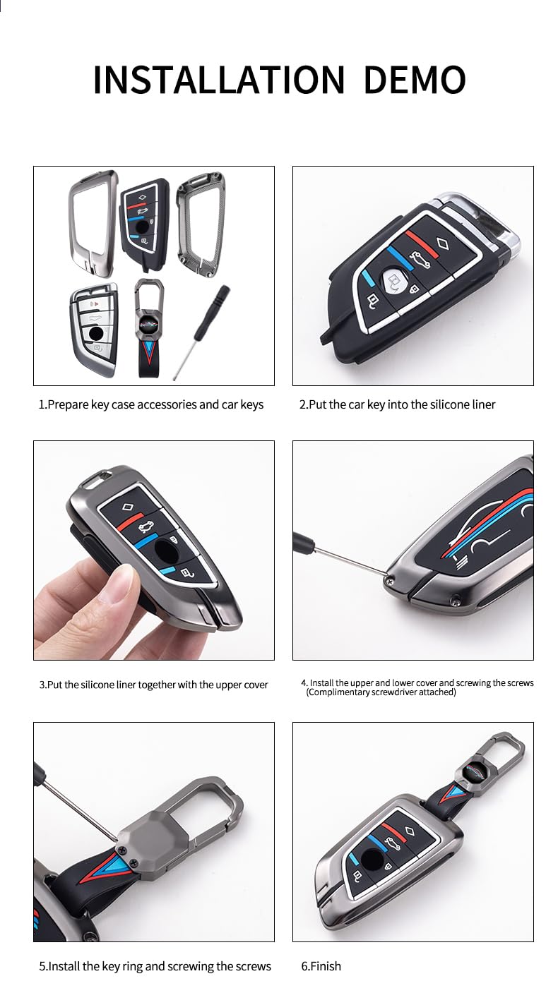 Suzuki Baleno | Grand Vitara Brezza | Jimmy | XL6 | Ertiga | Fronx Luxury Premium Metal Carbon Fiber Black Soft Silicon Smart Car Key Cover Key Case With Key Chain( 2 buttons )