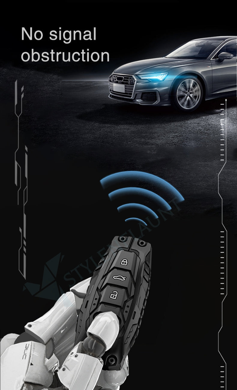 Audi Q7 Luxury Premium Transformer Series Metal Black Soft Sillcon Smart Car Key Cover Key Case With Key Chain (3 buttons)