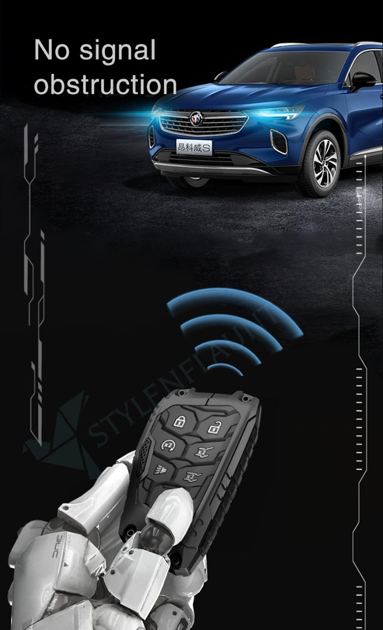 CHEVROLET Tahoe 2021-25 Luxury Premium Transformer Series Metal Black Soft Sillcon Smart Car Key Cover Key Case With Key Chain (6 buttons)