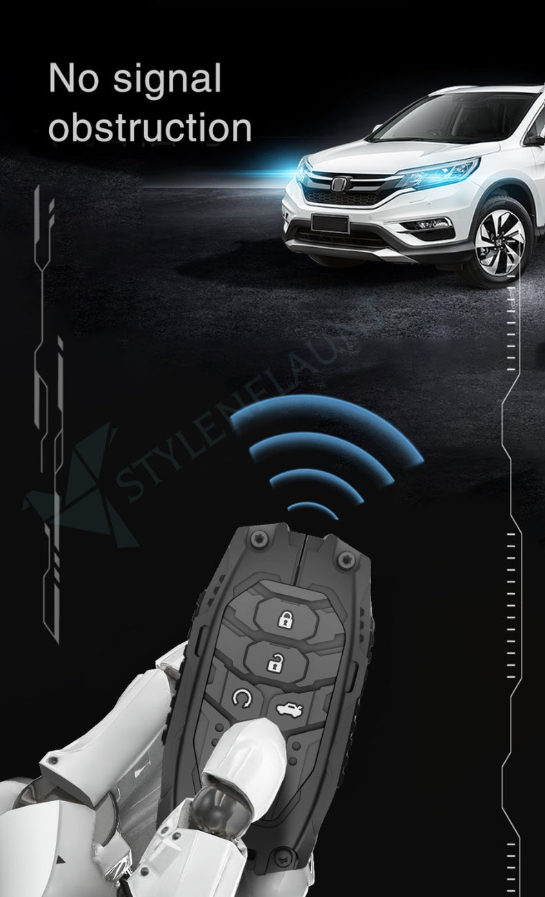 Honda Accord 2025 | CR-V 2025 | HR-V 2025 | Civic 2025 Luxury Premium Transformer Series Metal Black Soft Sillcon Smart Car Key Cover Key Case With Key Chain (5 buttons)