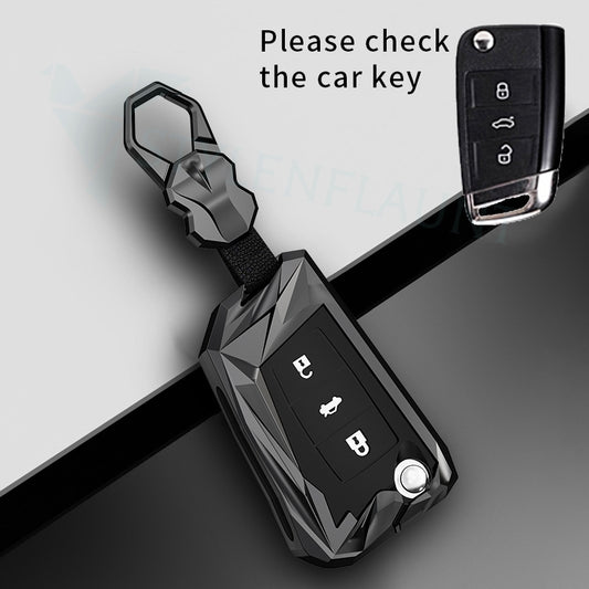 STYLENFLAUNT Waterproof New Protector Series Soft Silicon Car Case Holder Keychain & Full Protection Metal Smart Car Key Cover for Skoda Kylaq | Kushaq | Slavia ( 3 buttons )