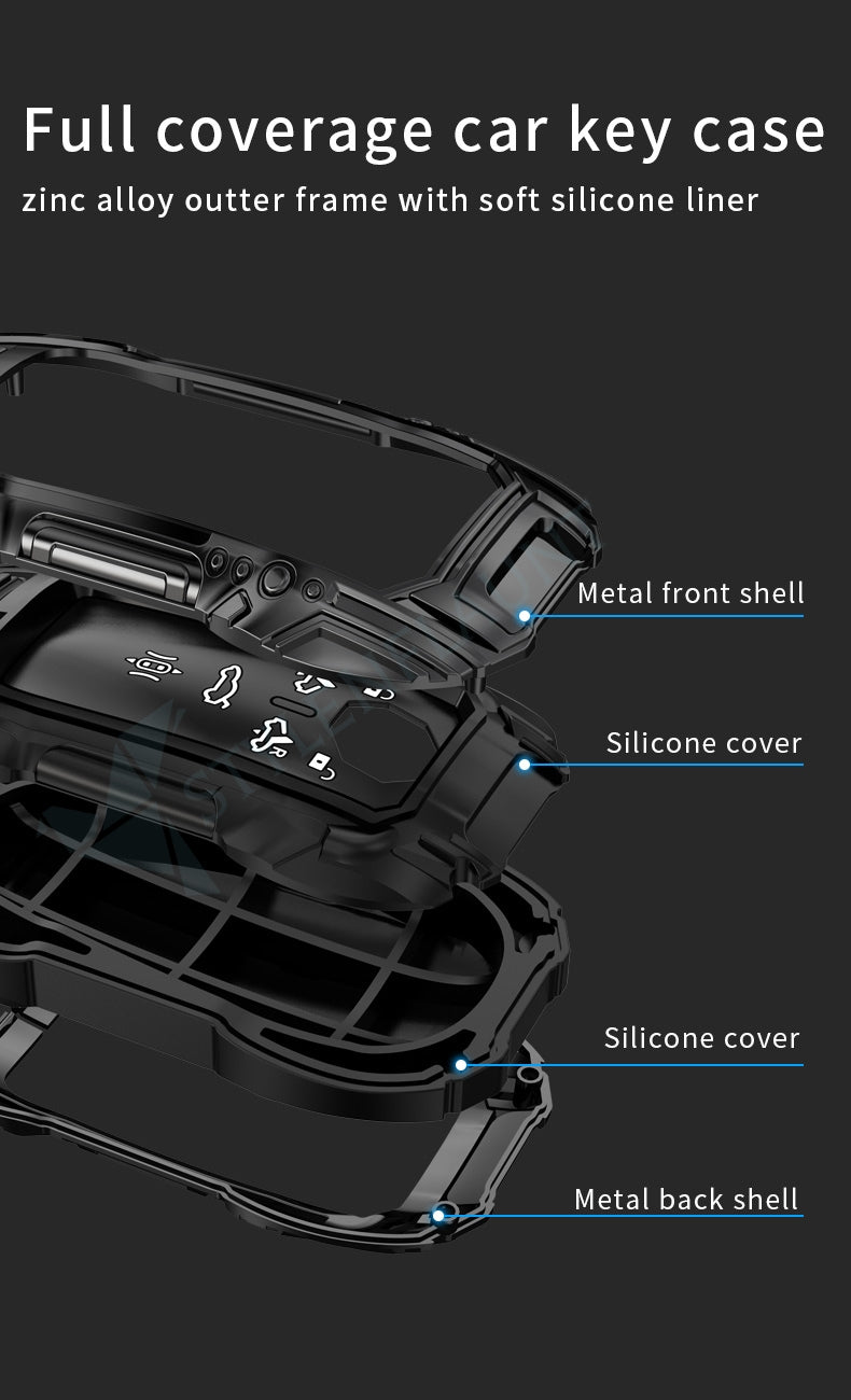 Mg Cyberster Luxury Premium Beast Metal Smart Car Design Key Cover Key Case With Key Chain (4 buttons)