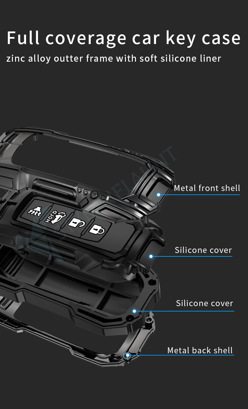 Mitsubishi Outlander Luxury Premium Beast Metal Smart Car Design Key Cover Key Case With Key Chain (3 buttons)