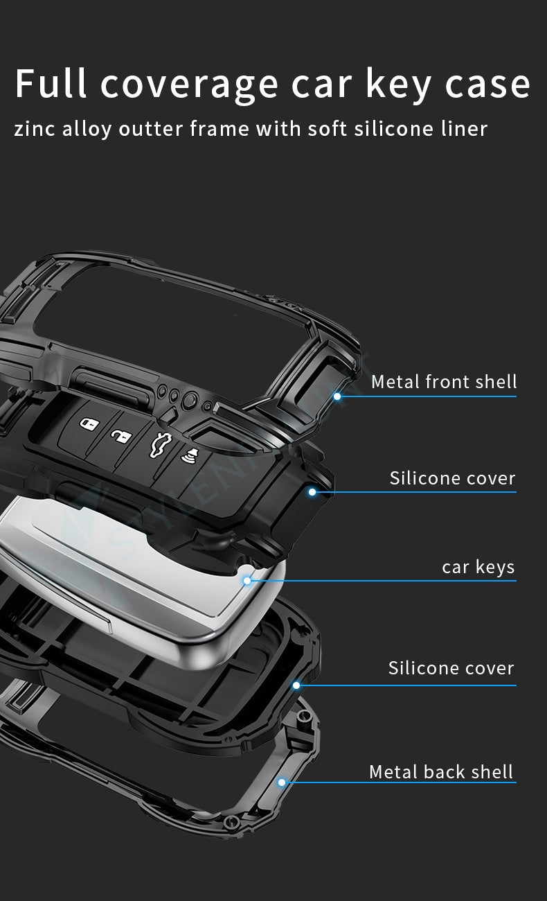 Toyota Land Crushier 2024 | Tundra SR5 2025 | Grand Highlander 2025 | Tacoma 2025 | Corolla 2025 | Camry 2025 Luxury Premium Beast Metal Smart Car Design Key Cover Key Case With Key Chain (4 buttons)