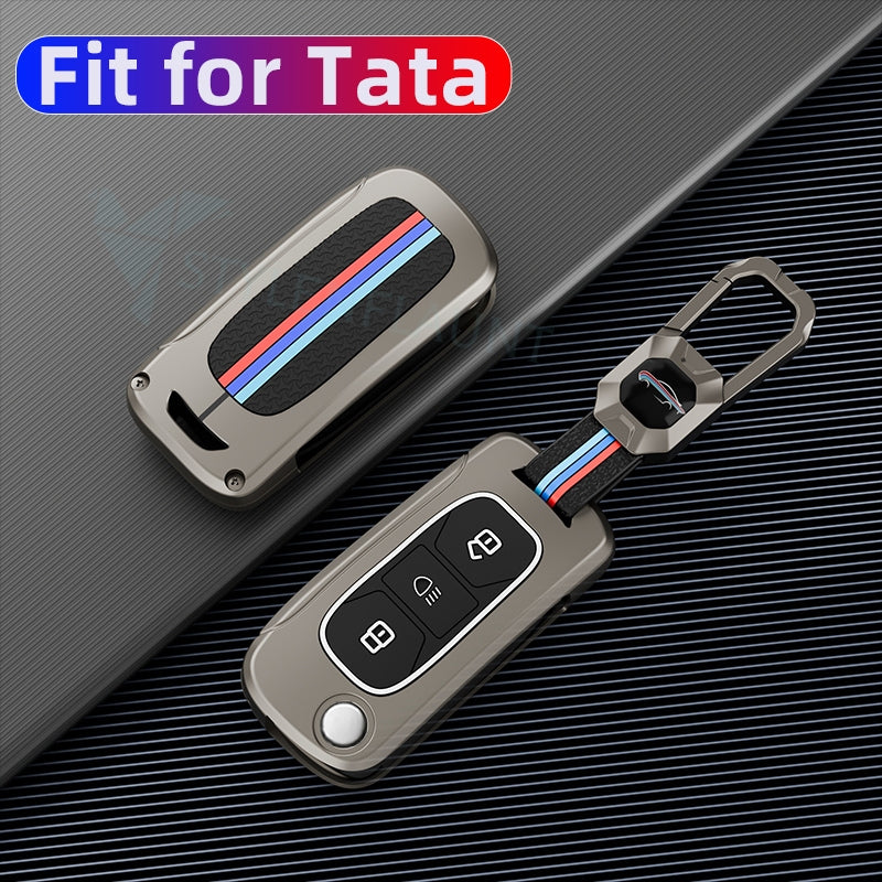 Tata Flipkey Punch | Nexon | Tiago Premium Metal Smart Car Key Cover Key Case With Key Chain( 3 Button)