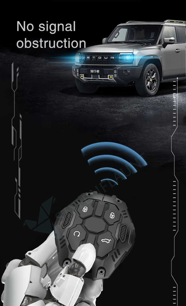 Jetour Dashing Luxury Premium Transformer Series Metal Black Soft Sillcon Smart Car Key Cover Key Case With Key Chain (4 buttons)