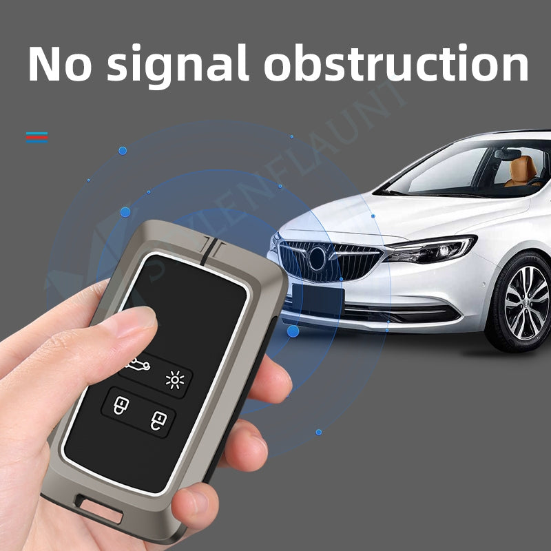 RENAULT Kiger 2024 Luxury Premium Metal Smart Car Key Cover Key Case With Key Chain ( 4 buttons)