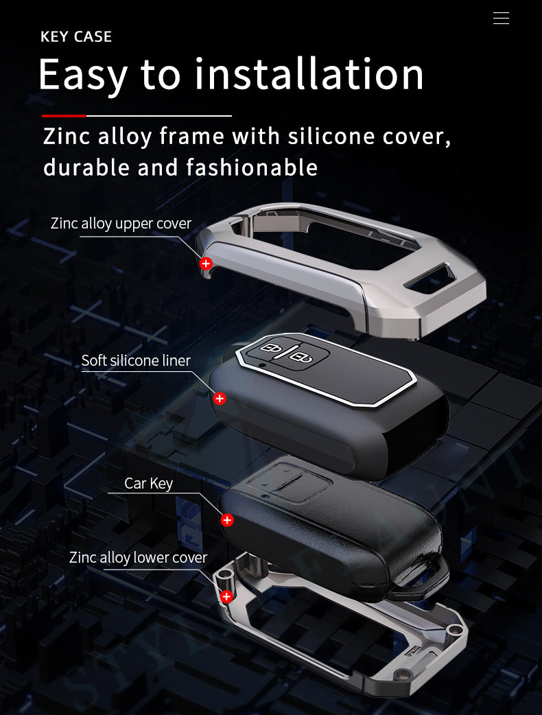 Suzuki Swift Dzire | Ertiga Luxury Premium Metal Smart Car Key Cover Soft Silicon Car Case Key Case With Key Chain( 3 Button )