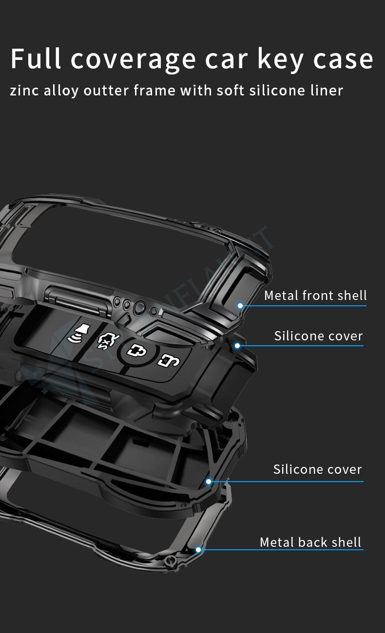 Ford Explorer | Escape | Edge | Bronco 2025 | F150 | Mustang Luxury Premium Beast Metal Smart Car Design Key Cover Key Case With Key Chain (4 buttons)