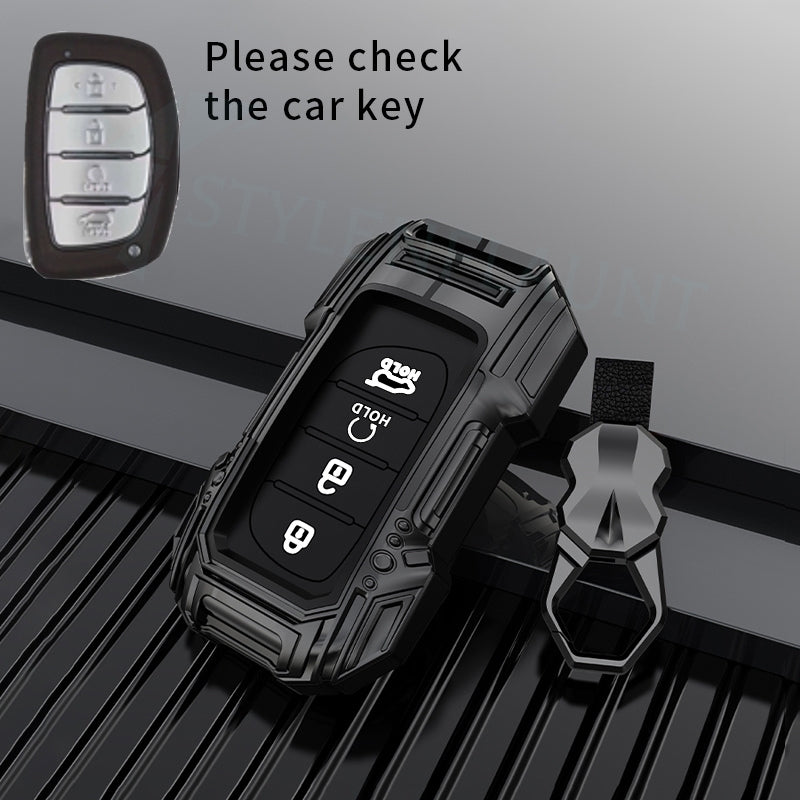 Hyundai Creta 2024 | Alcazar | Creta 2025 EV | Luxury Premium Beast Metal Smart Car Design Key Cover Key Case With Key Chain ( 4 buttons ) Not Compatible With Creta 2020-2023