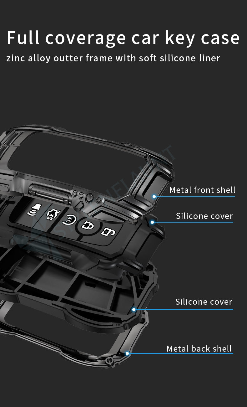 Ford Explorer 2025 | F-150 Raptor 2025 | Mustang | F-450 | F-550 | Escape Luxury Premium Beast Metal Smart Car Design Key Cover Key Case With Key Chain (5 buttons)