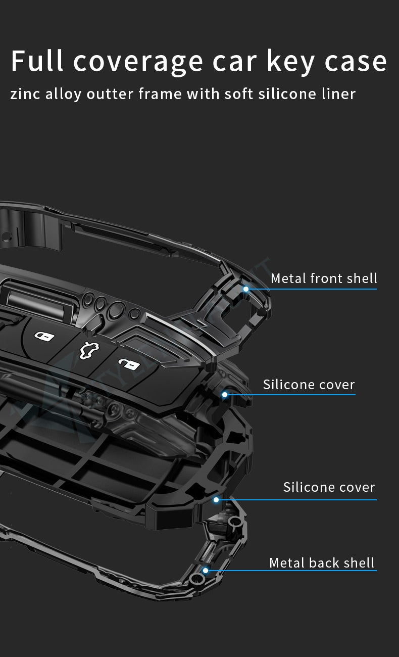 Toyota Fortuner | Tundra | Highlander | Corolla | CHR | Camry | Rav4 | Innova Crysta | Flipkey Luxury Premium Beast Metal Smart Car Design Key Cover Key Case With Key Chain (3 buttons) FlipKey