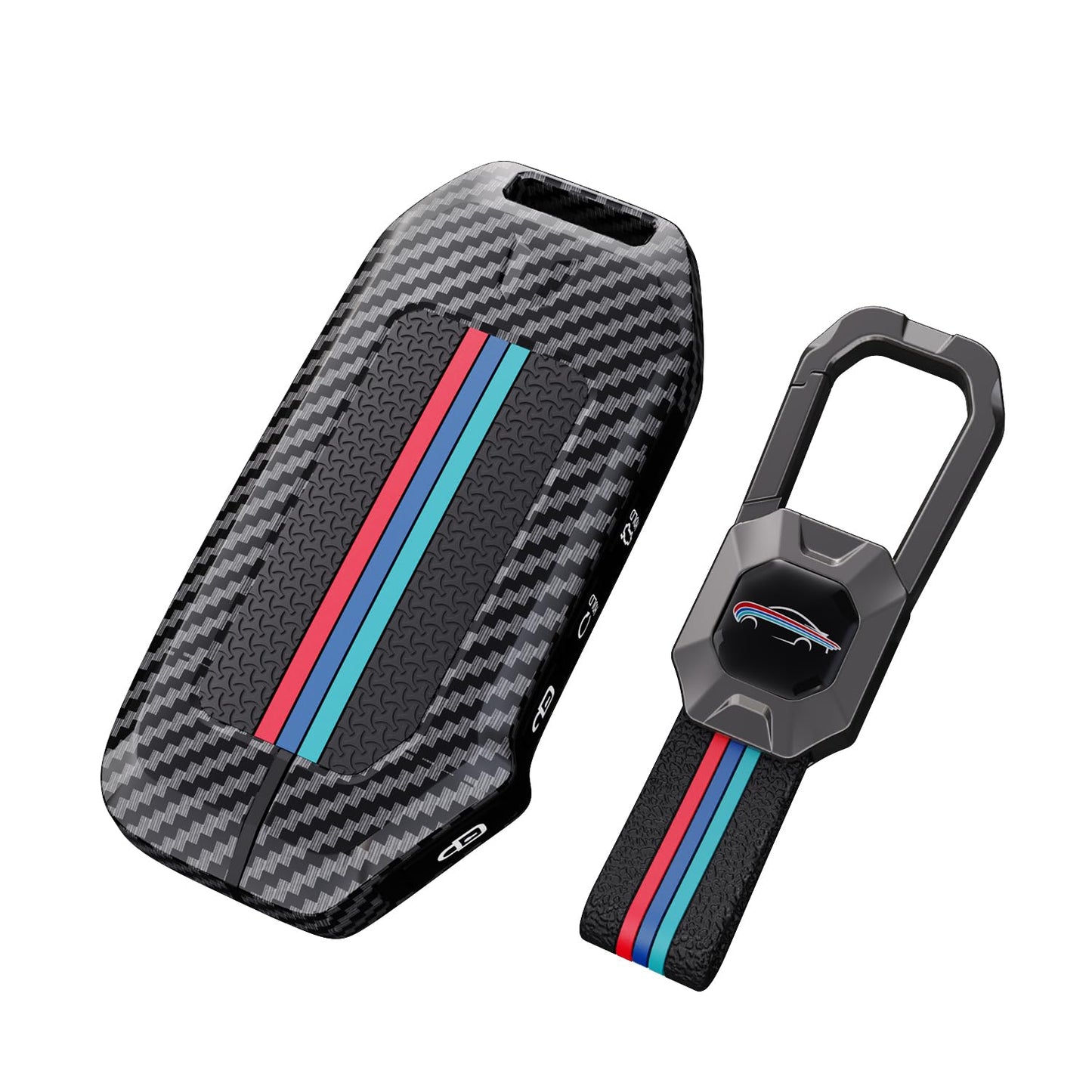 Kia Seltos 2023 | Carens Clavis 2025 Luxury Premium Metal Carbon Fiber Black Soft Silicon Smart Car Key Cover Key Case With Key Chain( 4 Button )