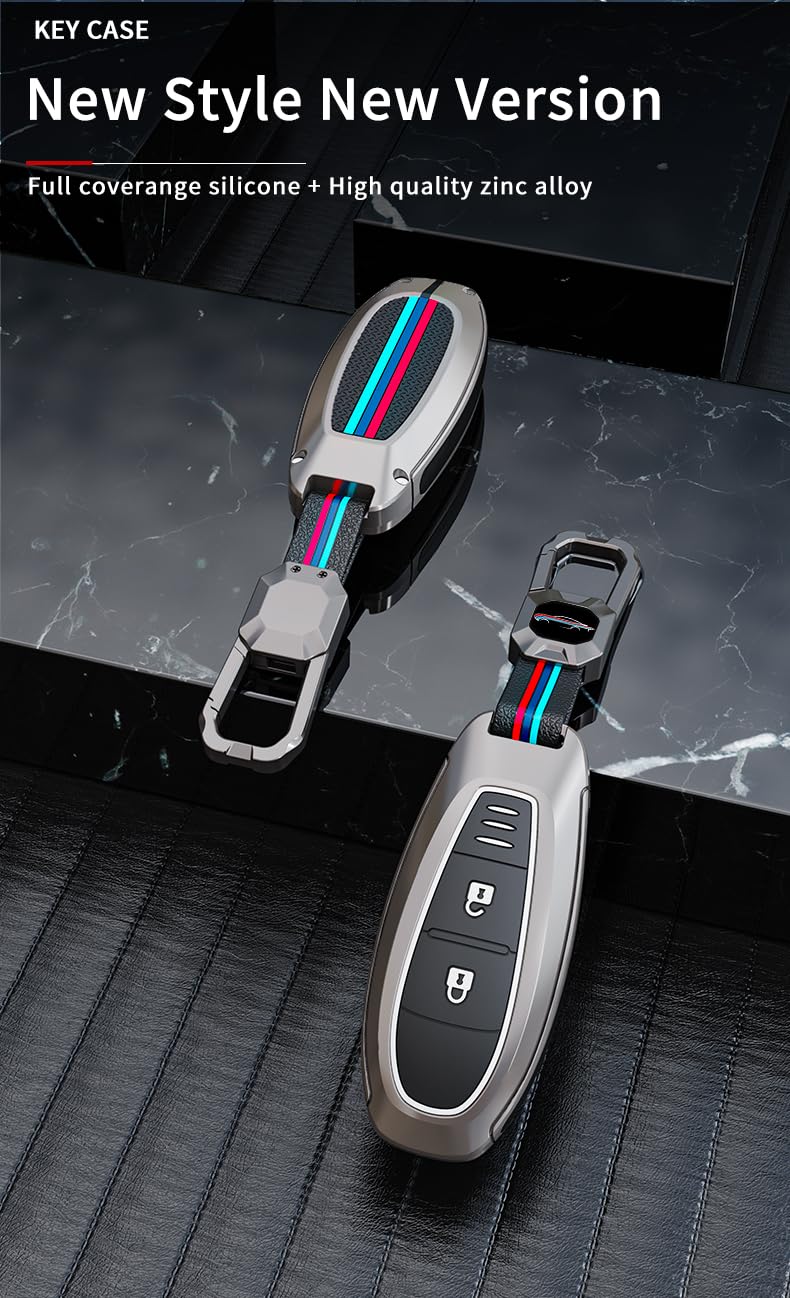 Nissan Magnite 2023 Luxury Premium Metal Smart Car Key Cover Key Case With Key Chain ( 3 Button )