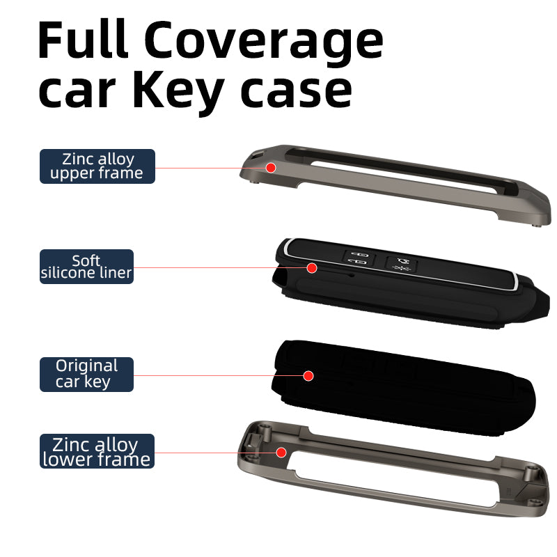 RENAULT Kiger 2024 Luxury Premium Metal Smart Car Key Cover Key Case With Key Chain ( 4 buttons)