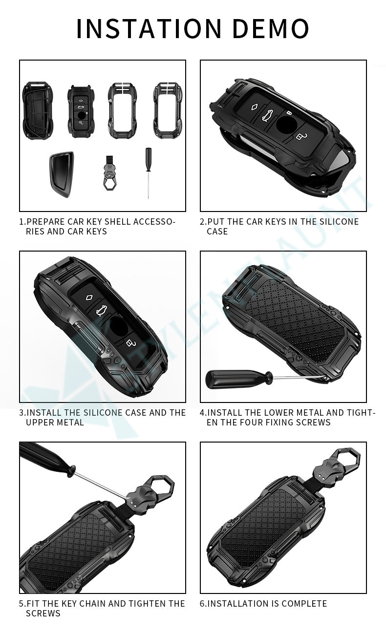NISSAN NEW MAGNITE 2024 Luxury Premium Beast Series Metal Smart Car Design Key Cover Key Case With Key Chain ( 2 buttons )