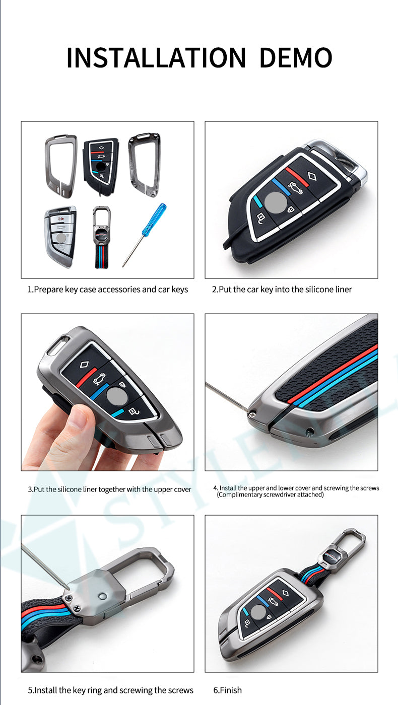 Ford Explorer | Escape | Edge | Bronco 2025 | F150 | Mustang Luxury Premium Metal Smart Car Key Cover Key Case With Key Chain ( 4 buttons )