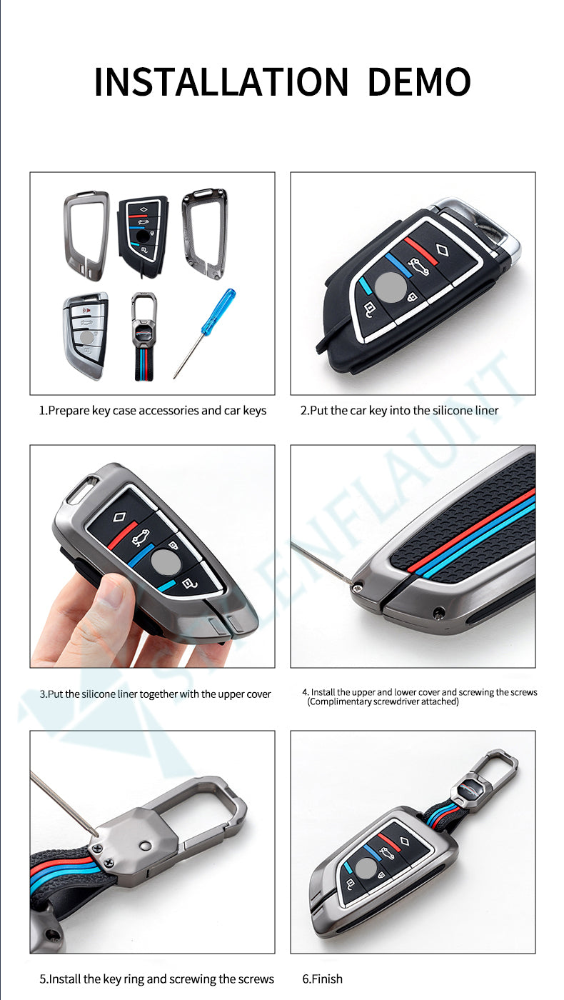 Jetour X70 Plus Luxury Premium Metal Smart Car Key Cover Key Case With Key Chain ( 4 buttons )