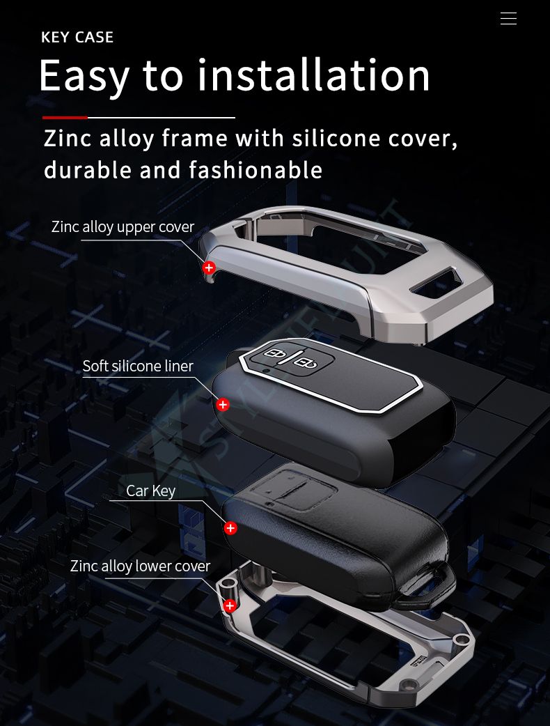 Suzuki Swift Dzire | Ertiga Luxury Premium Metal Carbon Fiber Smart Car Key Cover Key Case With Key Chain ( 3 Button )