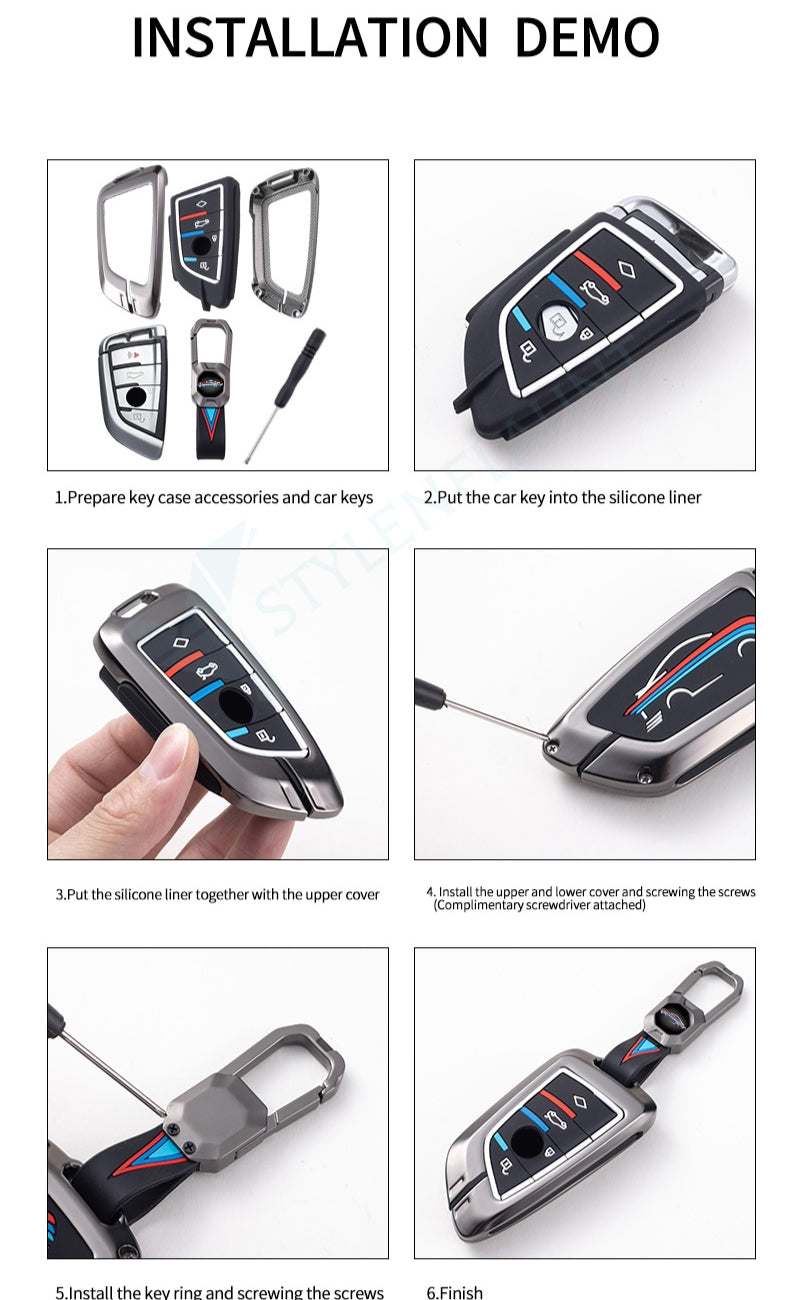 RENAULT Kiger 2024 Luxury Premium Metal Smart Car Key Cover Key Case With Key Chain ( 4 buttons)