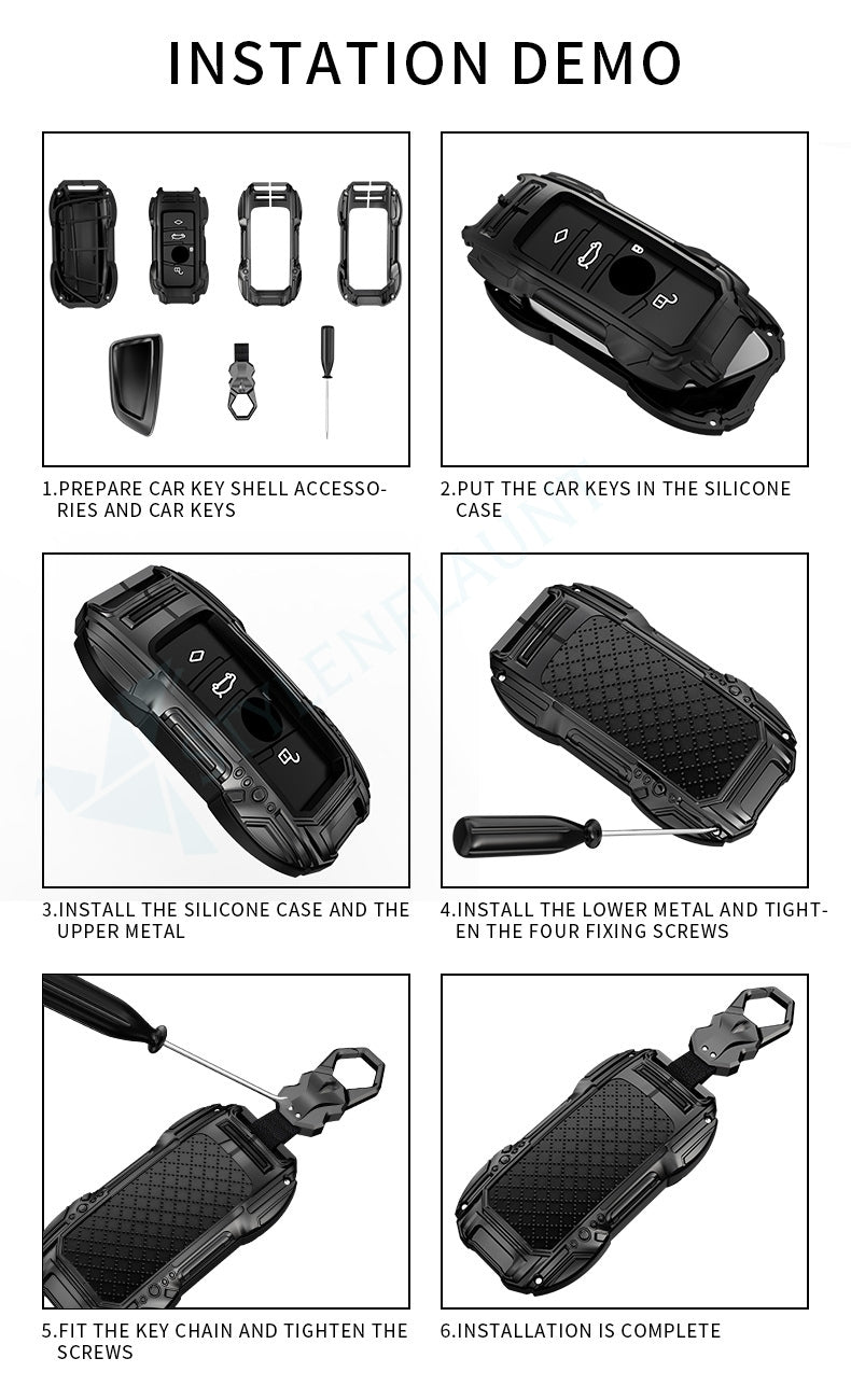 Volkswagen tiguan and virtus Premium Luxury Premium Beast Metal Smart Car Design Key Cover Key Case With Key Chain ( 3 buttons ) Flipkey