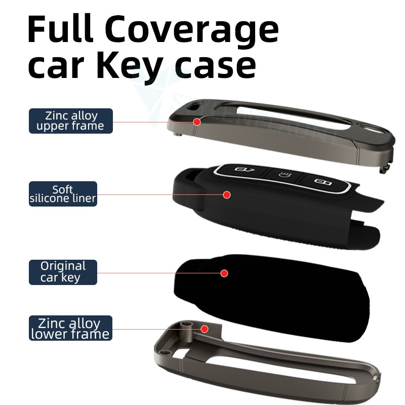 Tata Flipkey Punch | Nexon | Tiago Premium Metal Smart Car Key Cover Key Case With Key Chain( 3 Button)