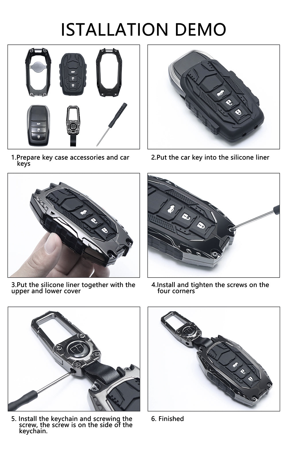 Mahindra Xev 9e | Be 6 | 7xo Luxury Transformer Series Metal Black Soft Sillcon Smart Car Key Cover Key Case With Key Chain ( 6 Button-BM ) - Design Patent Pending - Copying Prohibited