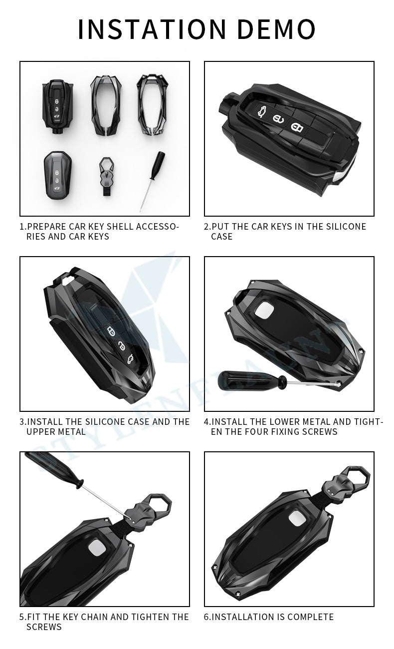 Hyundai Verna 2025 Luxury Premium Beast Metal Smart Car Design Key Cover Key Case With Key Chain ( 4 buttons)