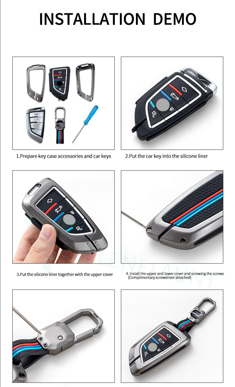 Tata Flipkey Punch | Nexon | Tiago Premium Metal Smart Car Key Cover Key Case With Key Chain( 3 Button) Flipkey