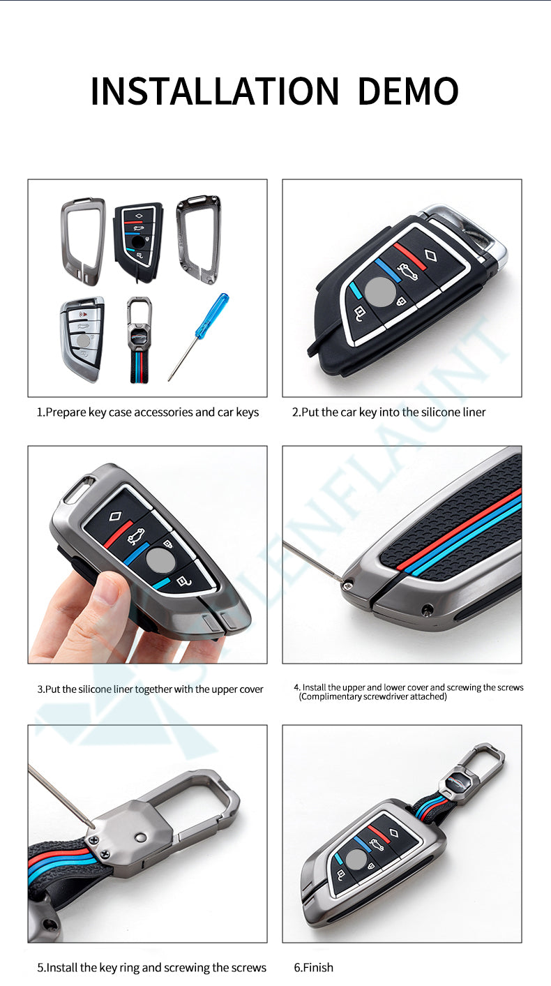 TOYOTA Land Crushier 2024 | Tundra SR5 2025 | Grand Highlander 2025 |Tacoma 2025 | Corolla 2025 | Camry 2025 Luxury Premium Metal Smart Car Key Cover Key fob Case With Key Chain ( 4 buttons )