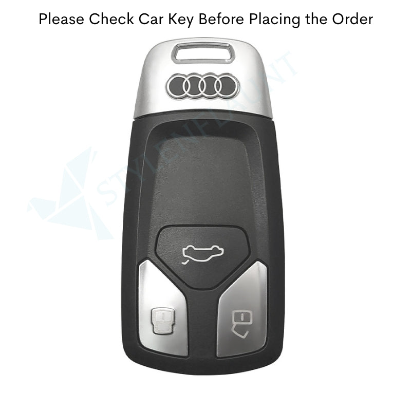 Audi A4 | Q5 Luxury Premium Transformer Series Metal Black Soft Sillcon Smart Car Key Cover Key Case With Key Chain (3 buttons)