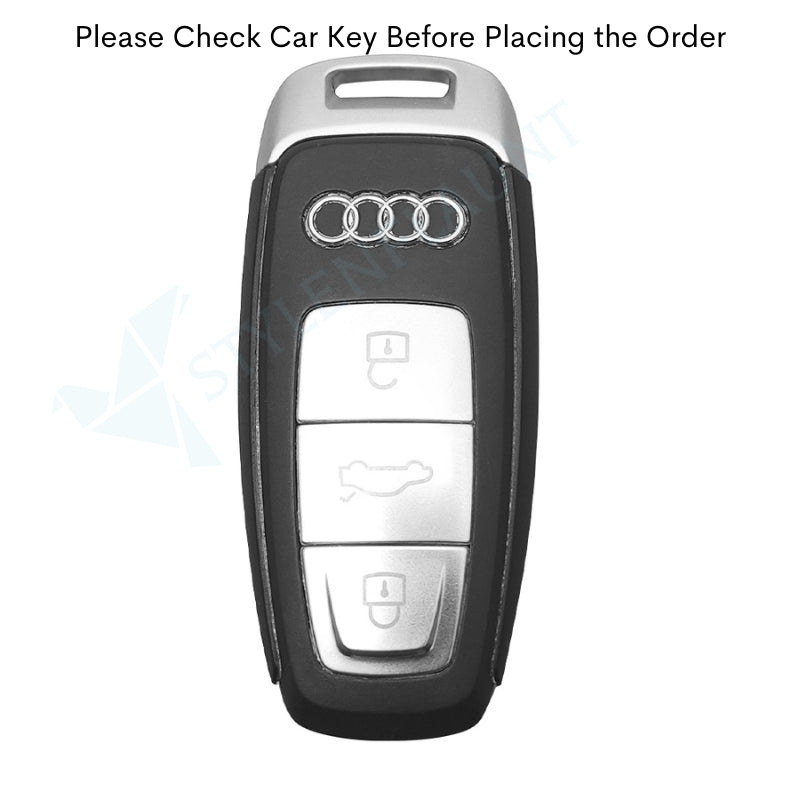 Audi Q7 Luxury Premium Transformer Series Metal Black Soft Sillcon Smart Car Key Cover Key Case With Key Chain (3 buttons)