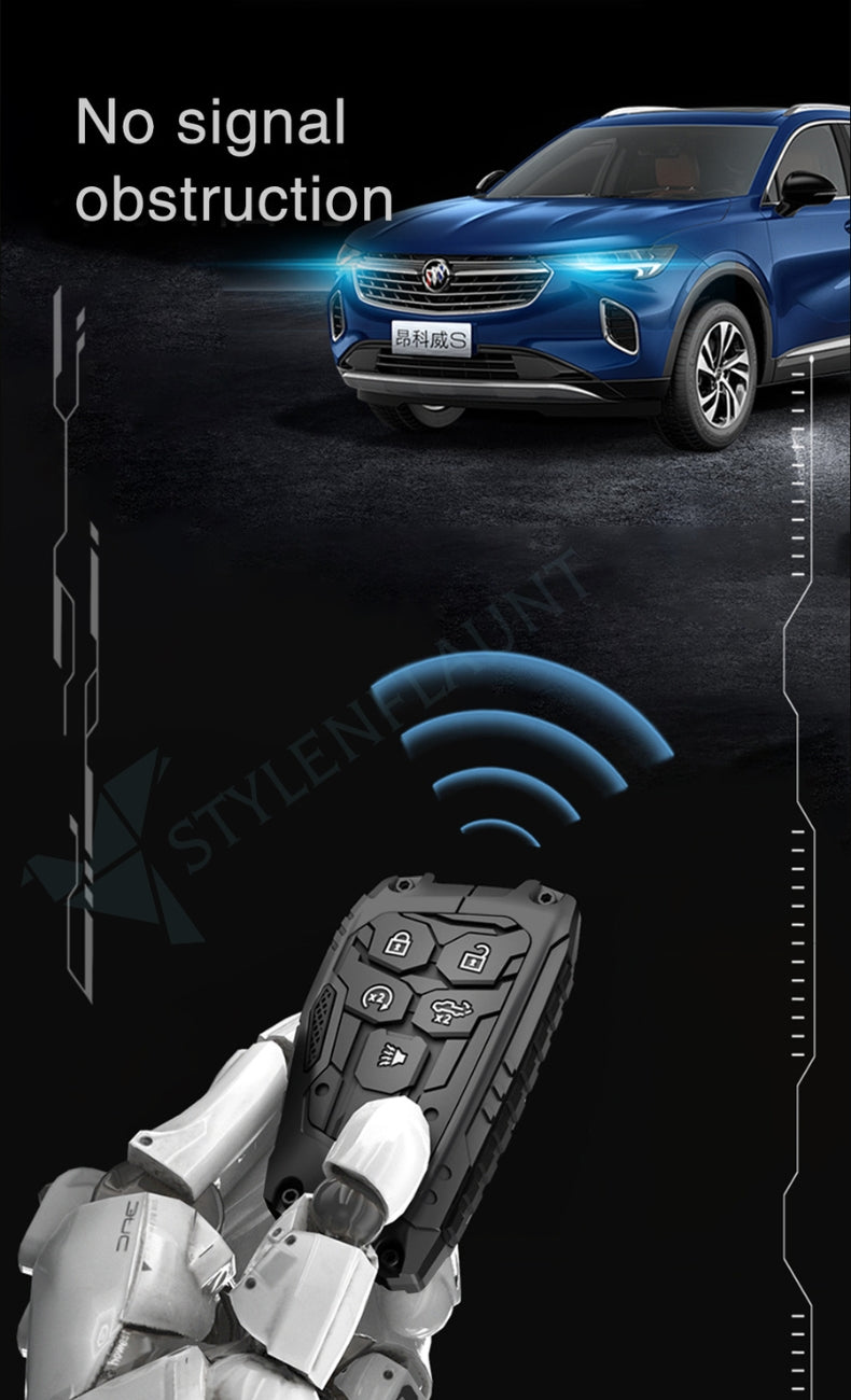 CHEVROLET Silverado 2024-25 | Tahoe | Eqinox 2025 Luxury Premium Transformer Series Metal Black Soft Sillcon Smart Car Key Cover Key Case With Key Chain (5 buttons)