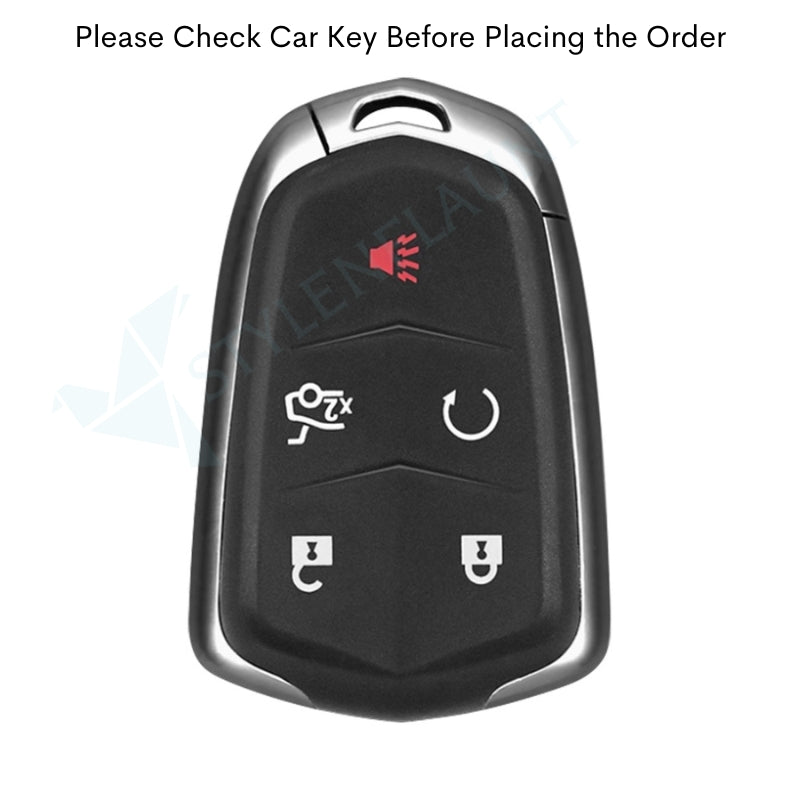 Cadillac 2015-2019 Escalade | CTS | SRX | XT4 | XT5 | XT6 | XTS | ATS Luxury Premium Transformer Series Metal Black Soft Sillcon Smart Car Key Cover Key Case With Key Chain (5 buttons)