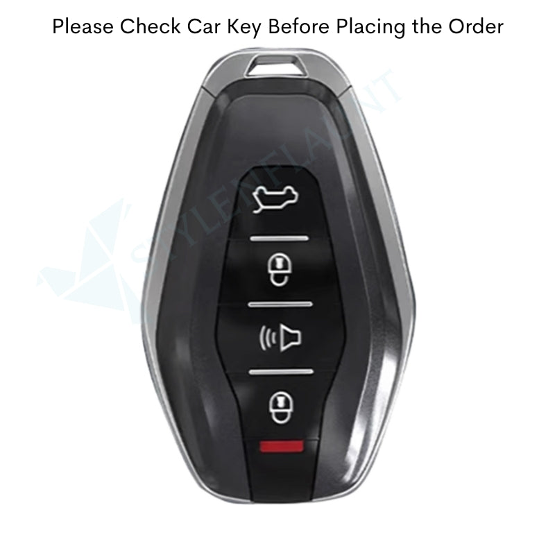 Jetour X70 Plus Luxury Premium Transformer Series Metal Black Soft Sillcon Smart Car Key Cover Key Case With Key Chain (4 buttons)