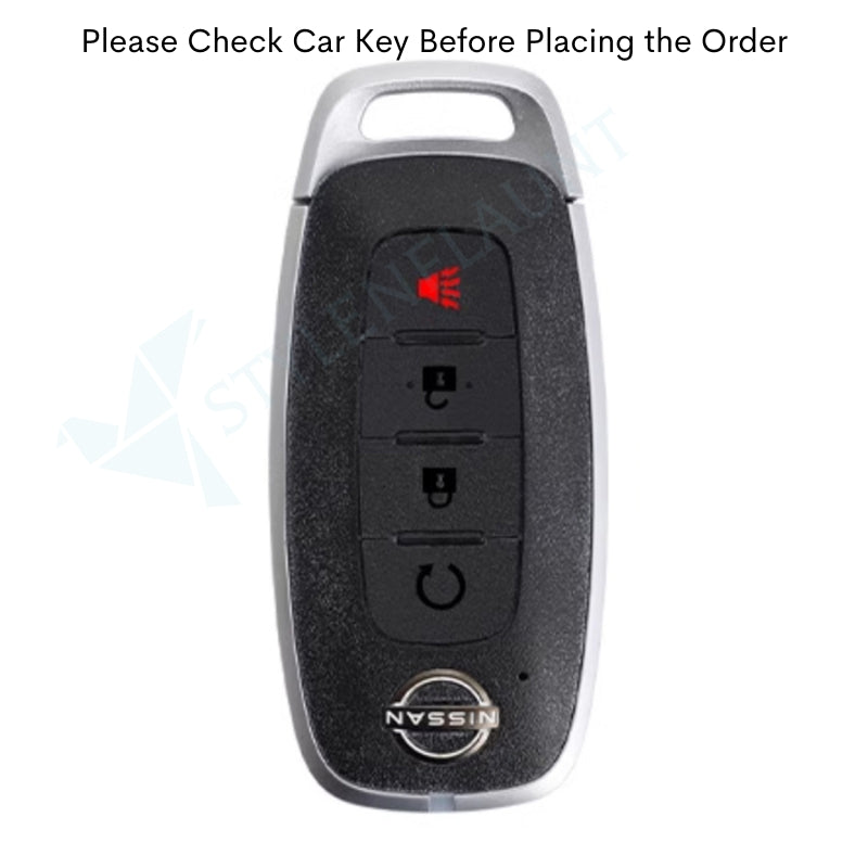 Nissan Rouge | Sentra | Pathfinder | Kicks Luxury Premium Transformer Series Metal Black Soft Sillcon Smart Car Key Cover Key Case With Key Chain (4 buttons)