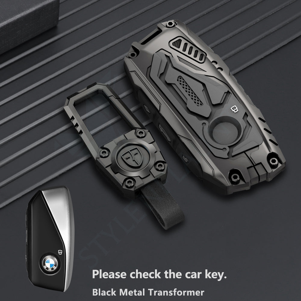 BMW X5 2023 | X7 2023 Luxury Premium Transformer Series Metal  Black Soft Sillcon Smart Car Key Cover Key Case With Key Chain( 3 button )