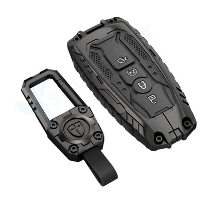 Ford Explorer | Escape | Edge | Bronco 2025 | F150 | Mustang Luxury Premium Transformer Series Metal Black Soft Sillcon Smart Car Key Cover Key Case With Key Chain (4 buttons)