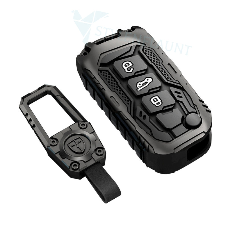 MAHINDRA THAR ROXX | XUV 700 | Thar | Scorpio - N 2023 | 3XO | Bolero Luxury Premium Transformer Series Metal Black Soft Sillcon Smart Car Key Cover Key Case With Key Chain ( 3 Button )