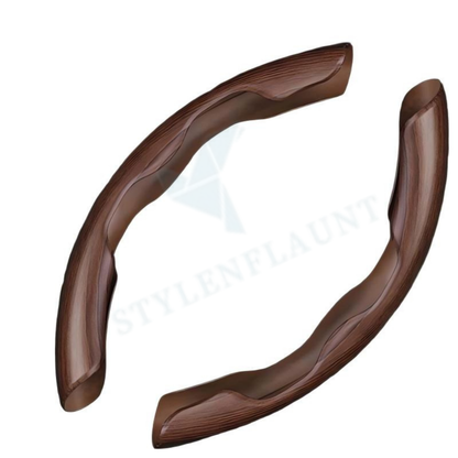 STYLENFLAUNT Universal ABS Peach Wood Matte Texture Steering Wheel Grip Cover for All Car Models Safe Non-Slip Car Interior Accessory long lasting print Comfortable Grip Steering Wheel Protector