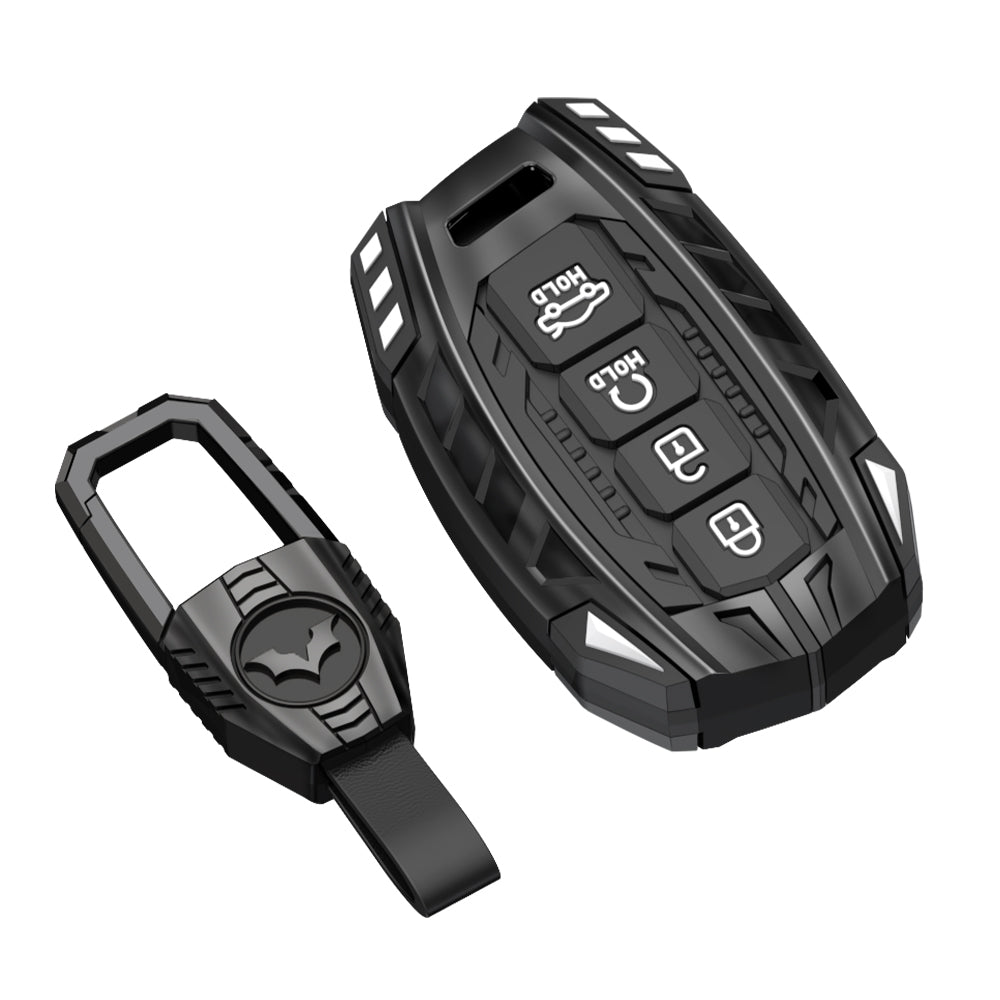 Hyundai Creta 2024 | Alcazar | Creta 2025 Ev | Venue Screwless Series Metal Black Soft Sillcon Smart Car Key Cover With Key Chain ( 4 Buttons ) - Design Patent Pending - Copying Prohibited