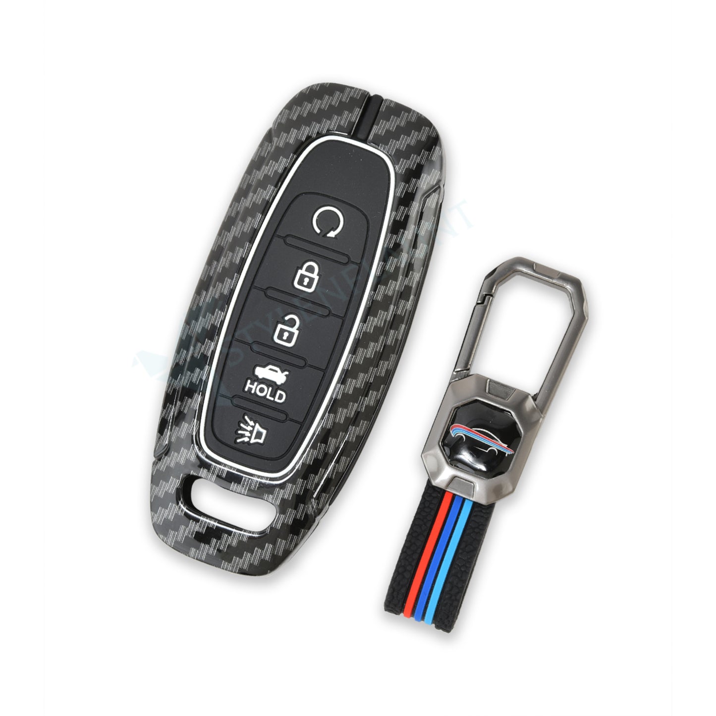Nissan Patrol 2025 | Sentra 2025 | Rogue 2025 | Pathfinder 2025 | Armada 2025 | Murano 2025 Luxury Premium Carbon Fiber Black Soft Silicon Car Key Cover Key Case With Key Chain ( 5 buttons )