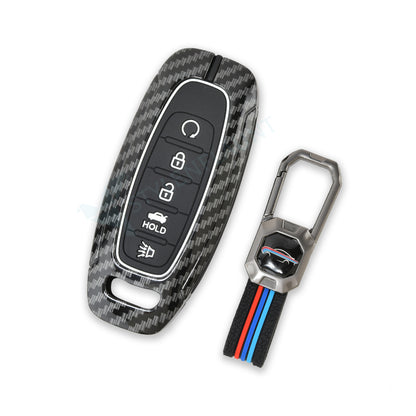 Nissan Patrol 2025 | Sentra 2025 | Rogue 2025 | Pathfinder 2025 | Armada 2025 | Murano 2025 Luxury Premium Carbon Fiber Black Soft Silicon Car Key Cover Key Case With Key Chain ( 5 buttons )