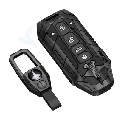 Mahindra XEV 9e | BE 6 | 7XO Luxury Premium Fighter Series Metal Black Soft Sillcon Smart Car Key Cover Key Case With Key Chain (6 Button) Design Patent Pending - Copying Prohibited