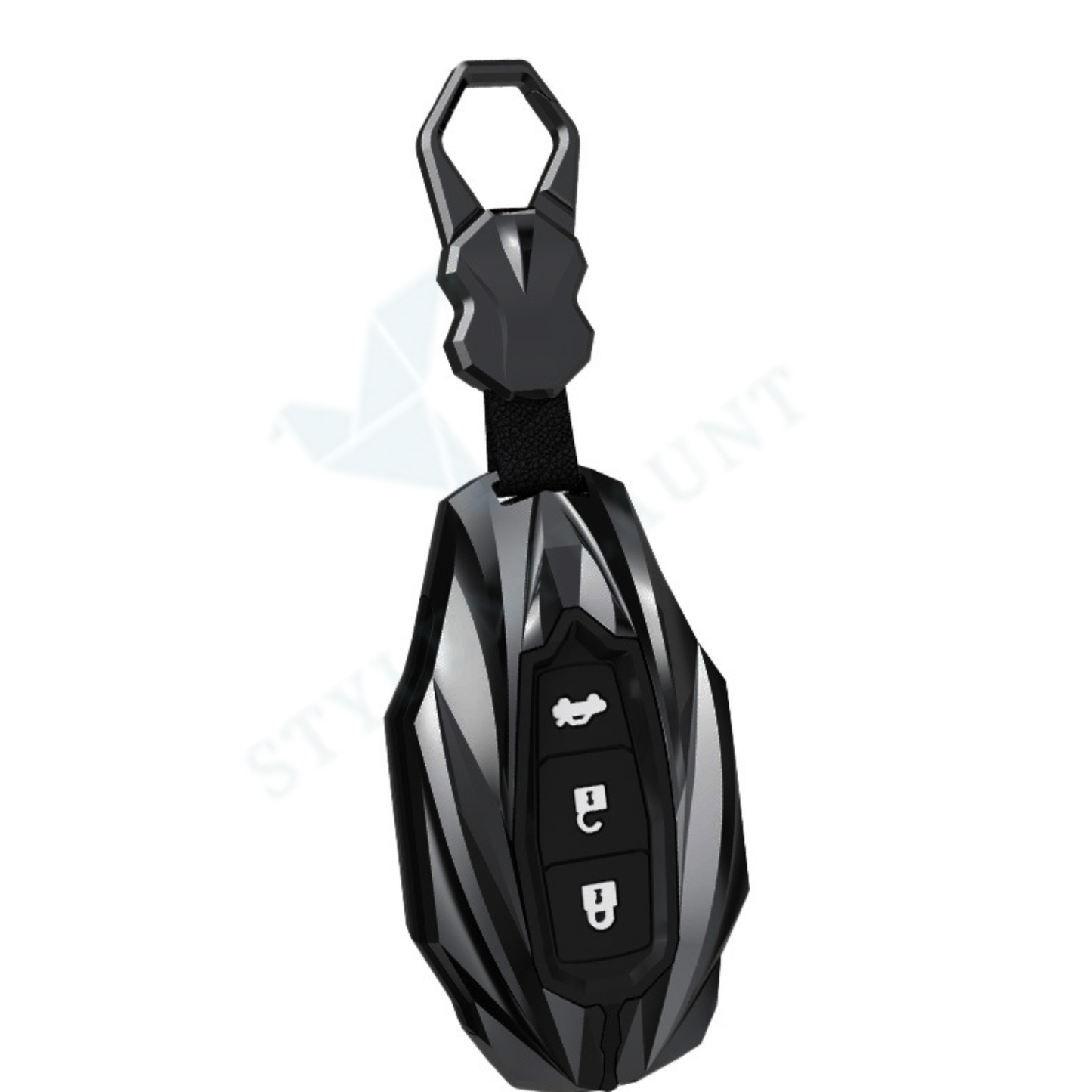 Hyundai i20 2024 | Verna Old Luxury Premium Protector Series Metal Black Soft Sillcon Smart Car Key Cover Key Case With Key Chain ( 3 button )