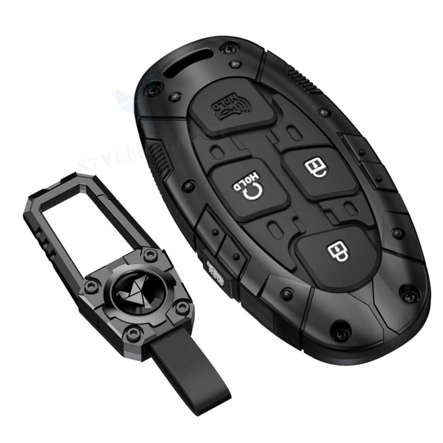 Hyundai Venue 2025 Luxury Premium Transformer Series Metal Black Soft Sillcon Smart Car Key Cover Key Case With Key Chain (4 Button)